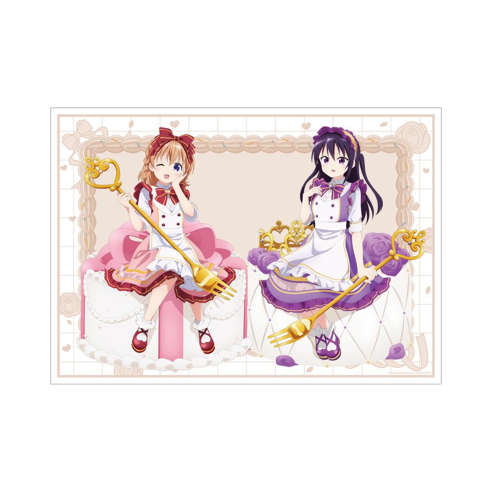 『ご注文はうさぎですか? BLOOM』描き下ろし ココア&リゼ お座りケーキver. A3マット加工ポスター【202507再販】