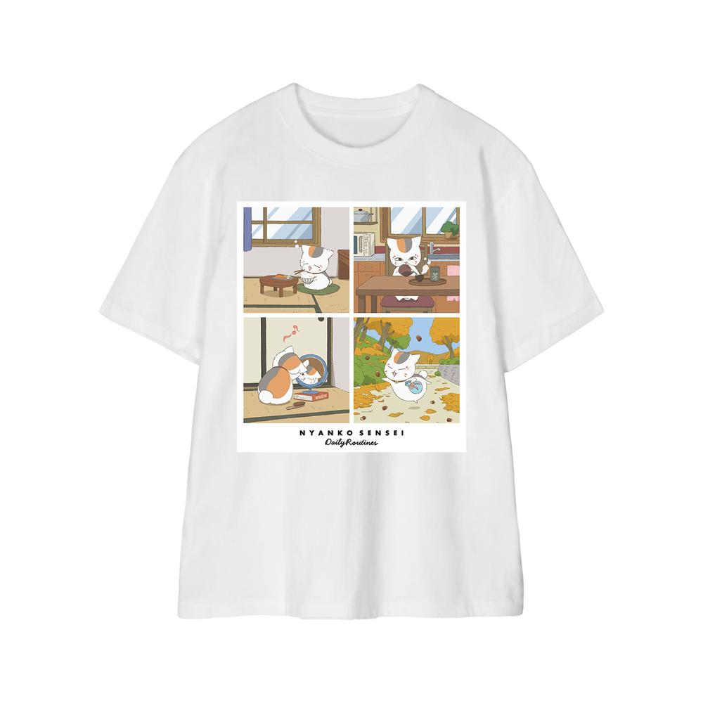 『夏目友人帳』描き下ろし 8時から11時のニャンコ先生 ニャンコ先生の1日ver. Tシャツレディース