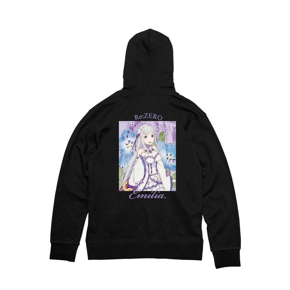 『Re:ゼロから始める異世界生活』エミリア grunge CANVAS バックプリントパーカーレディース