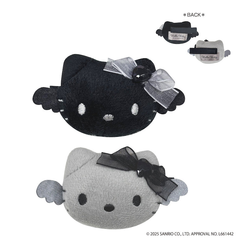 『HELLO KITTY BLACK ANGEL』ハローキティ ぬいぐるみマルチクリップ ブラック&グレー【202510再販】