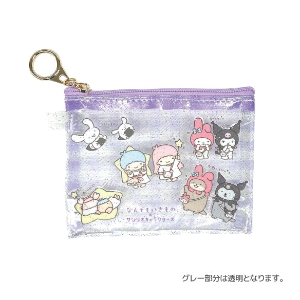 『なんでもいきもの×サンリオ』ミニクリアポーチ (パープル)