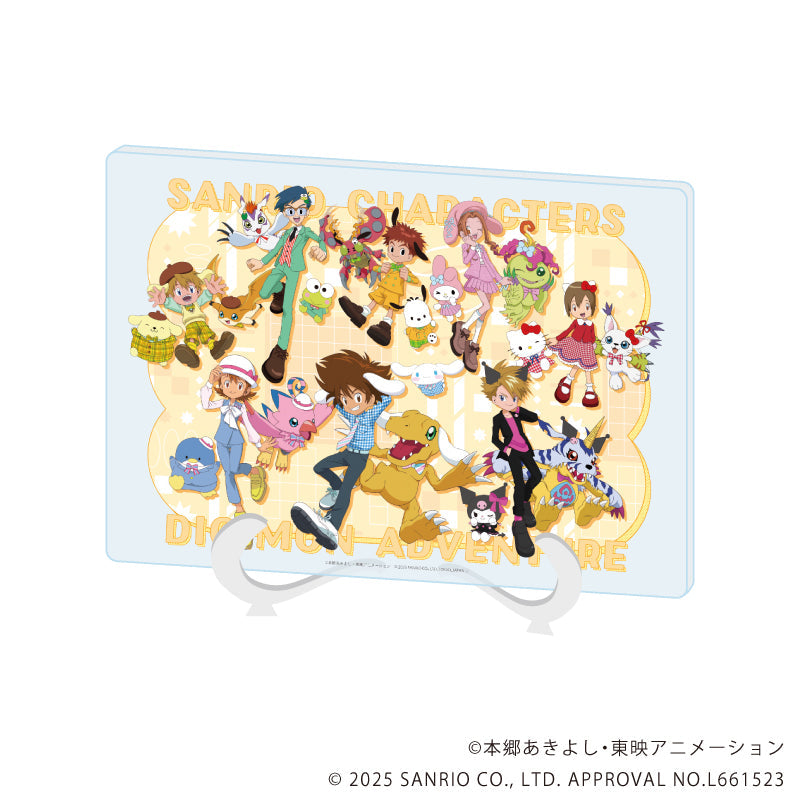 『デジモンアドベンチャー×サンリオキャラクターズ』アクリルアートボード(A5サイズ)01/集合デザイン(コラボイラスト)