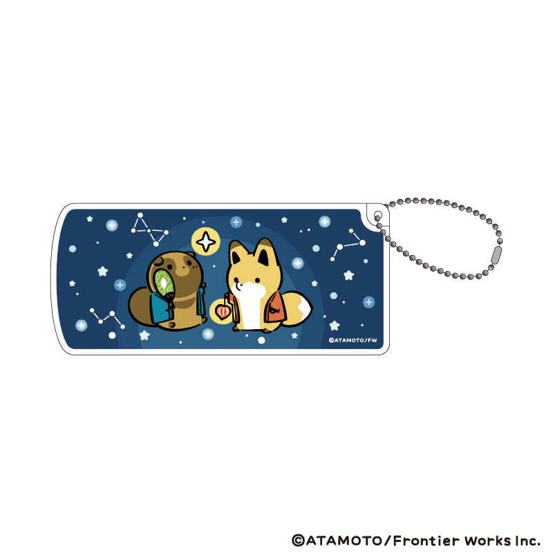 『タヌキとキツネ』スライド式小物ケース01/A(描き下ろしイラスト)