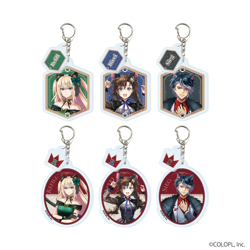 『クイズRPG 魔法使いと黒猫のウィズ』パーツ付きアクリルキーホルダー01/猫の日ver. コンプリートセット(全6種)(描き下ろしイラスト)