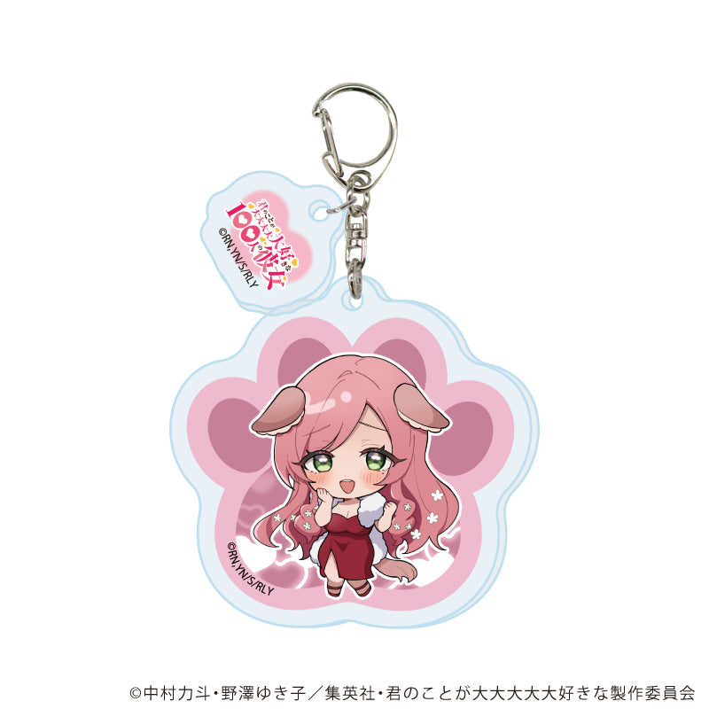 『君のことが大大大大大好きな100人の彼女』パーツ付きアクリルキーホルダー04/花園羽々里 犬ver(ミニキャライラスト)