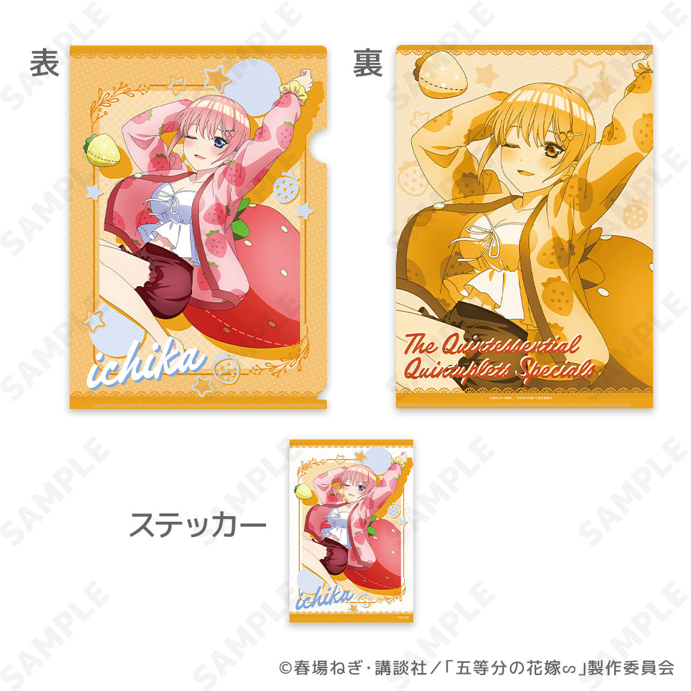【たろ】五等分の花嫁クリアファイル＆ステッカーいちごルームウェア全種セット グッズ-セットもの】五等分の花嫁∽ いちごルームウェア クリア