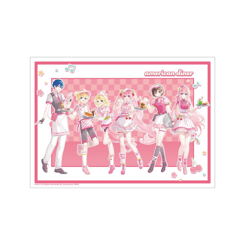『桜ミク』描き下ろし 集合 アメリカンダイナーver. Art by ふーみ A3マット加工ポスター