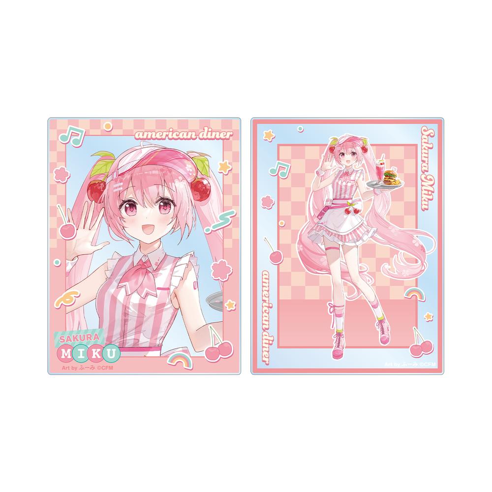 『桜ミク』描き下ろし 桜ミク アメリカンダイナーver. Art by ふーみ アクリルカード2枚セット