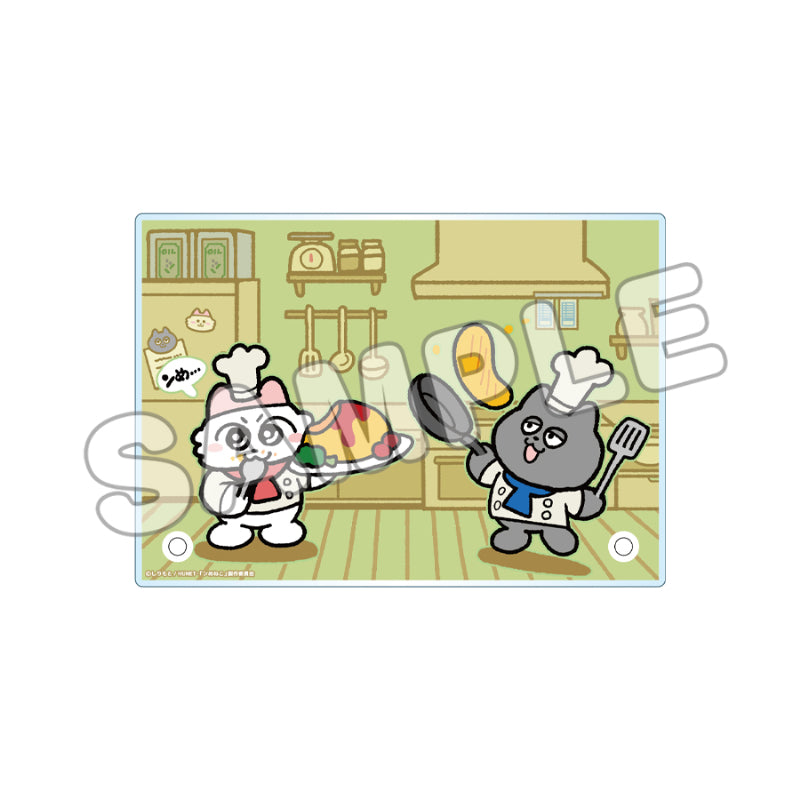我慢猫　ハンバーガー　アクリル画 ンめねこ』描き下ろしアクリルスタンド ハンバーガープレート