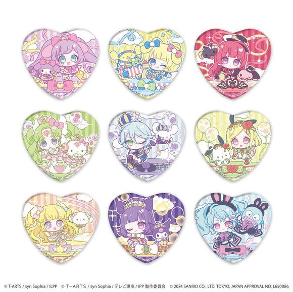 『プリパラ10周年×サンリオキャラクターズ』ホログラムハート型缶バッジ02/BOX(全9種)(ミニキャライラスト)