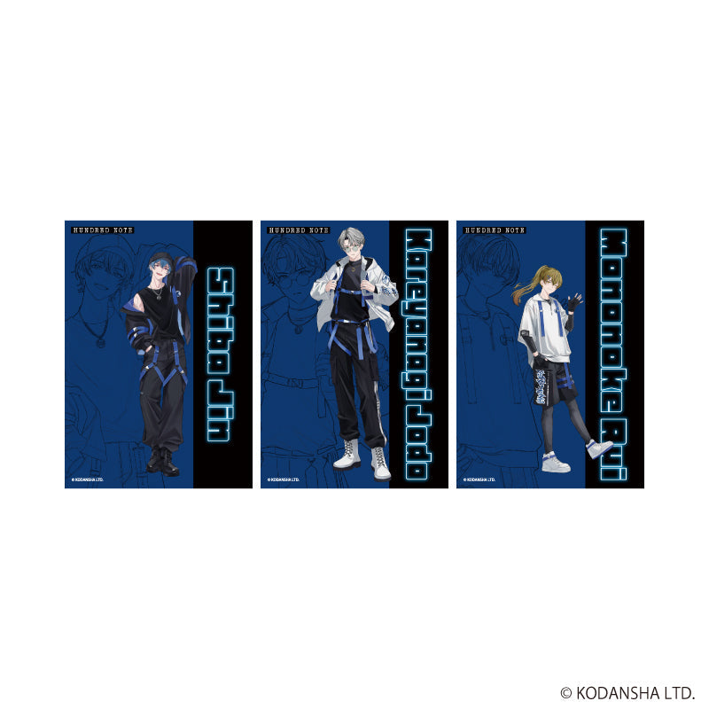 『ハンドレッドノート』L版ブロマイド3枚セット01/集合デザイン タクティカルファッションver.(描き下ろしイラスト)