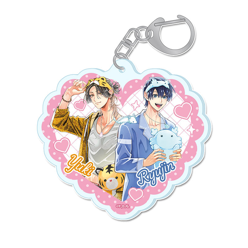 『しゅきしゅきMAXハート♡』山野でこ先生 描き下ろし アクリルキーホルダー【龍仁&虎幸】パジャマver.