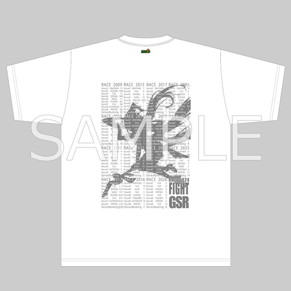 『レーシングミク2024Ver.』キービジュアルサイドシルエット&戦績Tシャツ 白 XXLサイズ