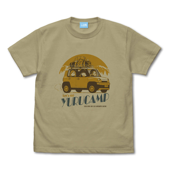 『ゆるキャン△』ゆるキャン△カー Tシャツ 鳥羽先生＆千明＆あおい Ver2.0/SAND KHAKI 【202405再販】