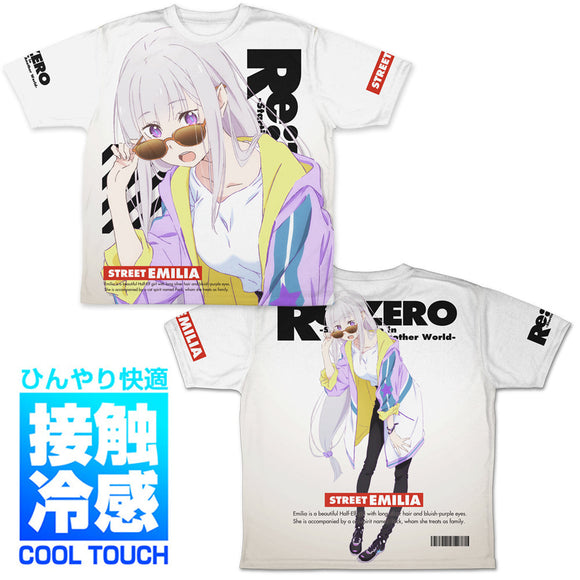 『Re:ゼロから始める異世界生活』エミリア 冷感両面フルグラフィックTシャツ ストリートファッションVer.【202405再販】