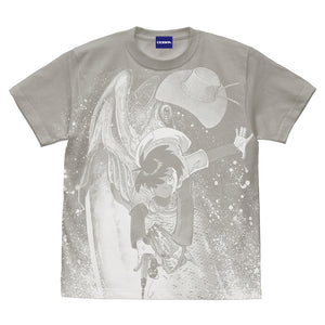 『釣りキチ三平』「Fish on！」川Ver. オールプリントTシャツ LIGHT GRAY