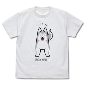 『ハマジ』ハスキー KAWAII Tシャツ / シルバー＆ホワイト【202405再販】