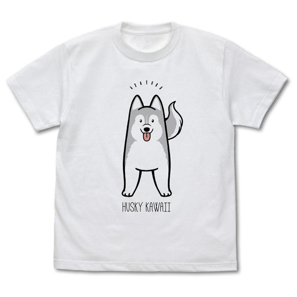 『ハマジ』ハスキー KAWAII Tシャツ / シルバー＆ホワイト【202405再販】