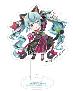 『初音ミク×招き猫』一石二鳥プロップ&スタンド  Art by らっす 黒猫 立ち左手あげ