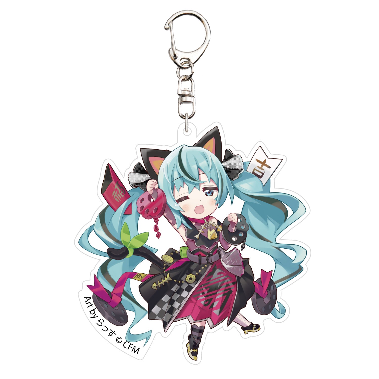 初音ミク　ねこ型アクリルキーホルダー　ナンジャタウン 2020　バンダイ 豊富なギフト 初音ミク バンダイ 2020 ナンジャタウン ねこ型