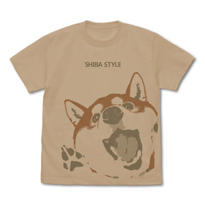 『世界の終わりに柴犬と』石原雄先生デザイン ハルさん突撃 Tシャツ LIGHT BEIGE