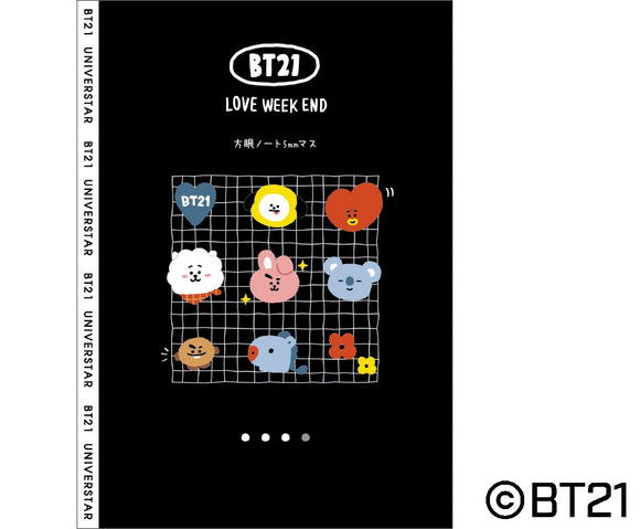 『BT21』ロゴテープ方眼ノート/ブラック