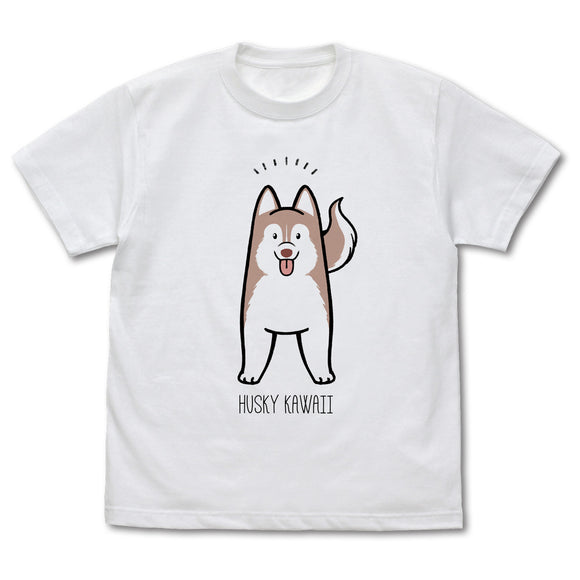 『ハマジ』ハスキー KAWAII Tシャツ / レッド＆ホワイト