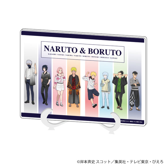 『NARUTO ＆ BORUTO』アクリルアートボード(A5サイズ) 01/整列デザイン 和風私服ver.(描き下ろしイラスト)