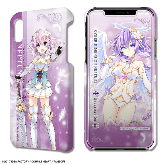 『四女神オンライン CYBER DIMENSION NEPTUNE』デザジャケット iPhone XRケース＆保護シート デザイン01(ネプテューヌ)