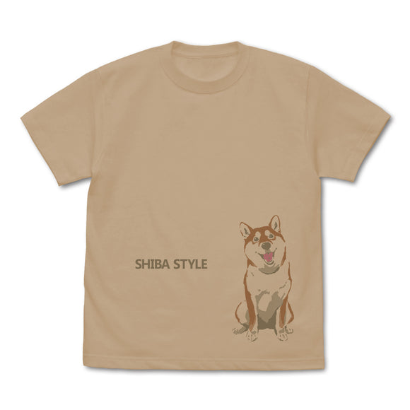 『世界の終わりに柴犬と』石原雄先生デザイン おすわりハルさん Tシャツ LIGHT BEIGE